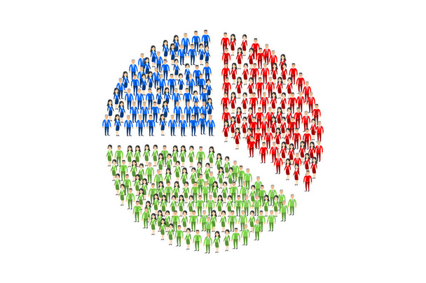 Illustrazione vettoriale di grafico colorato con diverse parti percentuali fatte di persone. Illustrazione vettoriale Eps
 - Vettoriali, immagini