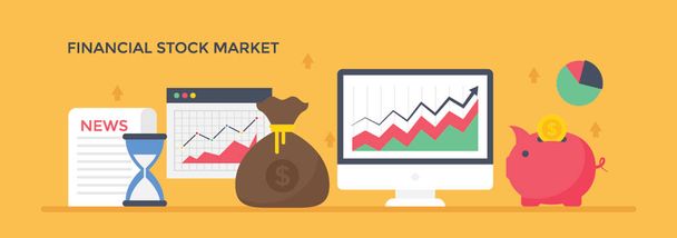 Рынок, где люди могут покупать и продавать акции, изображающие фондовый рынок
  - Вектор,изображение
