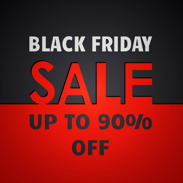 Black Friday Sale black, white and red design. Advertising banner, poster template. Vector illustration. - Vector, Image