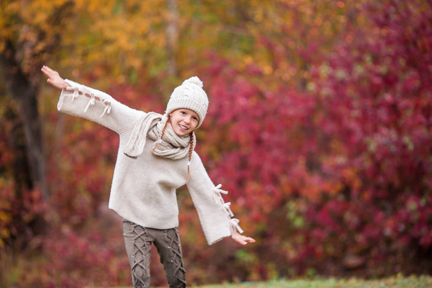 Портрет чарівної дівчинки на відкритому повітрі в красивий осінній день
 - Фото, зображення