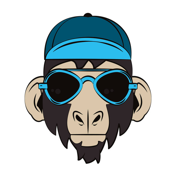 Hipster monkey cool sketch - Vector, Image