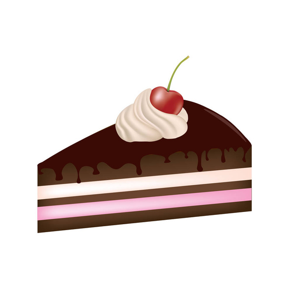 Piece of cake with cherry. vector illustration - Vetor, Imagem
