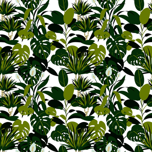ホーム植物シームレスパターン。ベクトルイラスト。熱帯シームレスパターン - ベクター画像