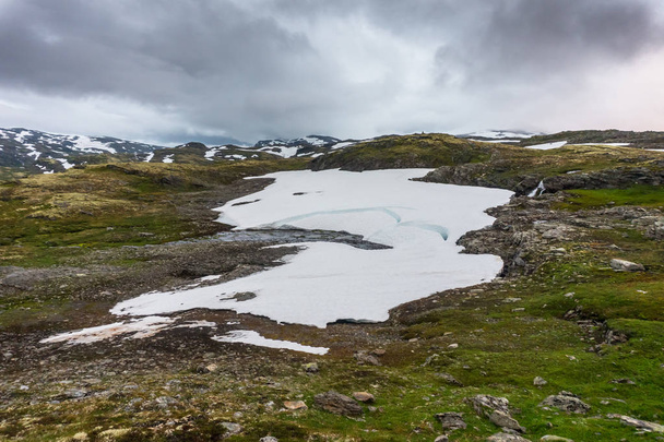 Mountain landscape along the National tourist route Aurlandstjellet. Flotane. Bjorgavegen. Western Norway - Fotó, kép