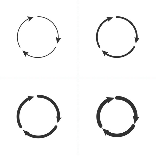 Három kör, jobbra nyíl-fekete ikon készlet. vektoros illusztráció elszigetelt fehér background. - Vektor, kép