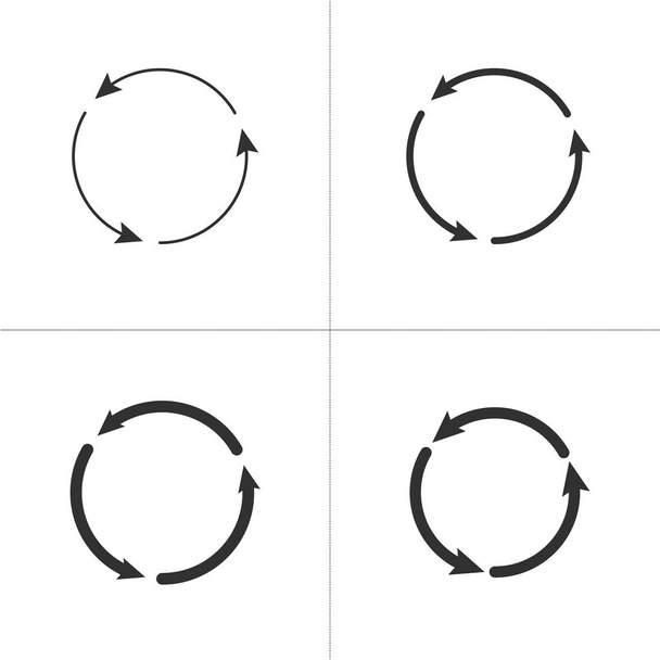 3 サークル カウンター黒時計回りの矢印によるアイコン セットです。白い背景で隔離のベクトル図 - ベクター画像