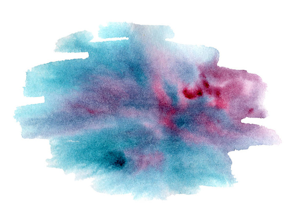 Bright expressive pink and blue watercolor blob - 写真・画像