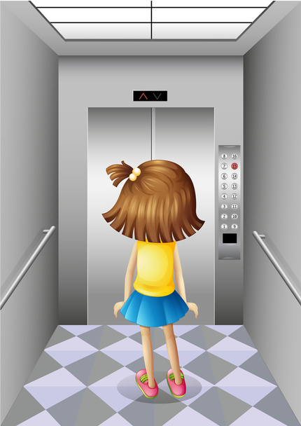 Una niña en el ascensor
 - Vector, imagen