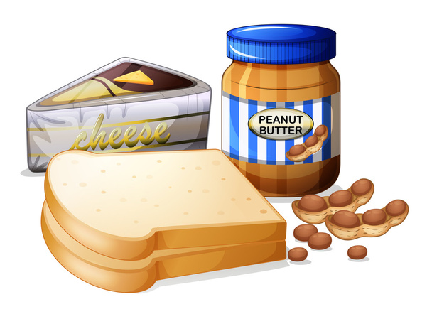 Pane affettato con formaggio e burro
 - Vettoriali, immagini