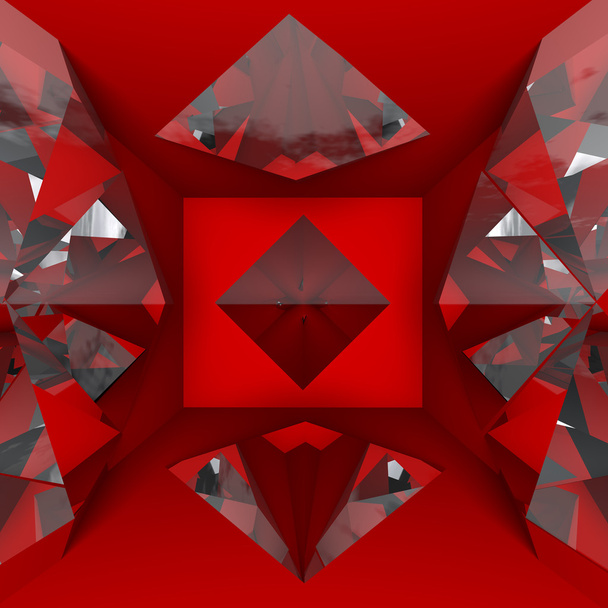 Red empty room with diamond - Photo, Image