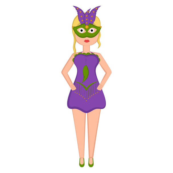 Girl with a mardi gras costume - Vector, afbeelding