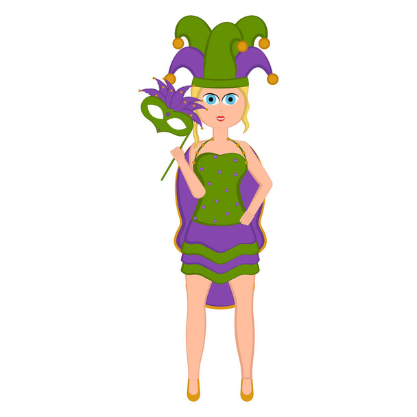 Girl with a mardi gras costume - Vektori, kuva