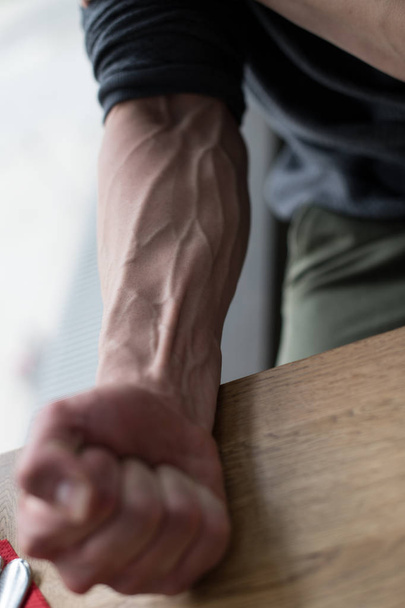 Man Showing Vascularity On Arm Close-up - Photo, Image