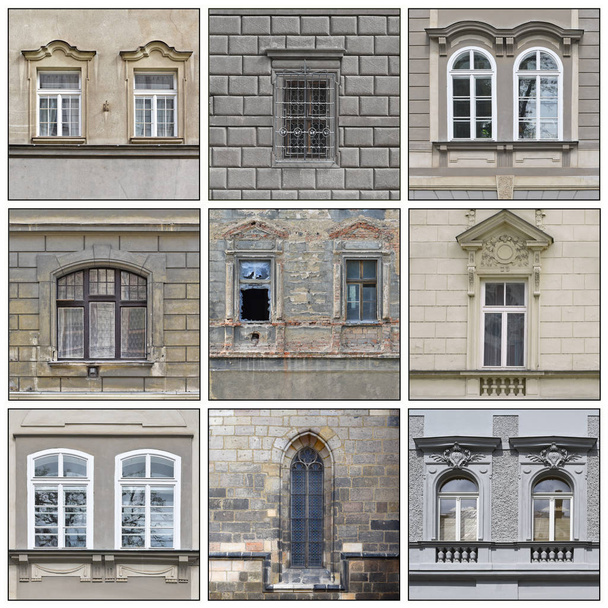 古代の建物の窓。古いピルゼン、2018. - 写真・画像