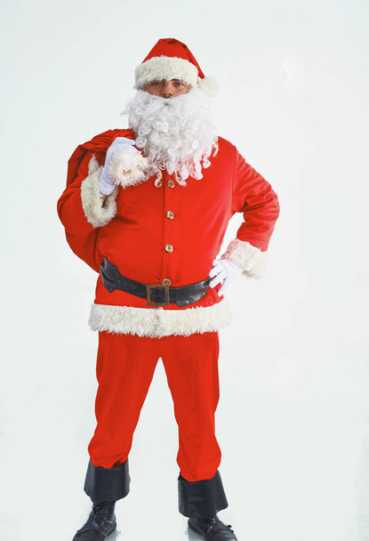Christmas theme: happy Santa Claus. Over white background - Photo, Image