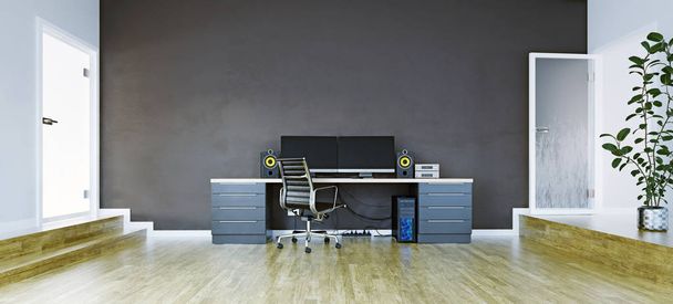 ホーム オフィス インテリア。3 d レンダリング概念 - 写真・画像