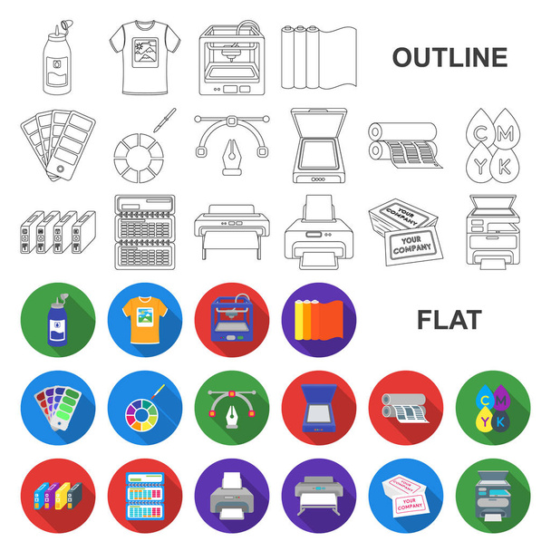 Produits typographiques icônes plates dans la collection set pour le design. Impression et équipement symbole vectoriel stock illustration web
. - Vecteur, image