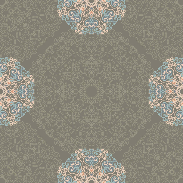 Patrón sin costuras con elementos abstractos, azulejos damasco
 - Vector, Imagen
