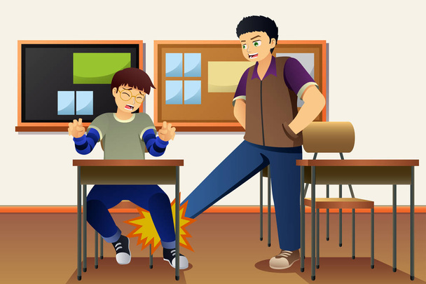 A vector illustration of Student Bullying His Friend - Vector, Image