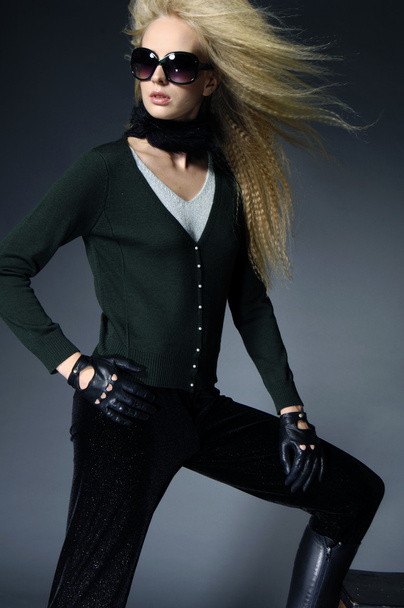 fashion model with long hair - Fotó, kép