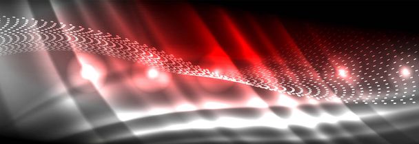 Liquid neon flowing waves, glowing light lines background - Vector, Image