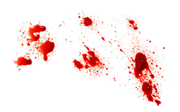Salpicos de sangue no fundo branco
 - Foto, Imagem