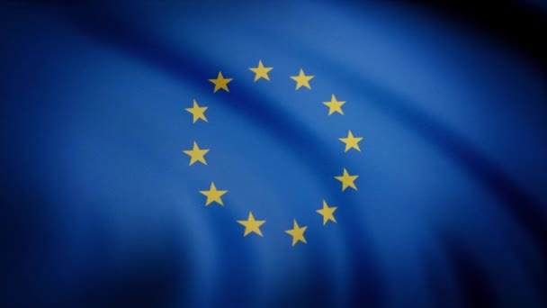 Vlajka Evropské unie. Krásné Evropské vlajky. Vlajka Evropa mával na vítr pomalu, smyčce. Bezešvá smyčka - vlajka Evropské unie mávat ve větru s vysoce detailní textilie textura - Záběry, video
