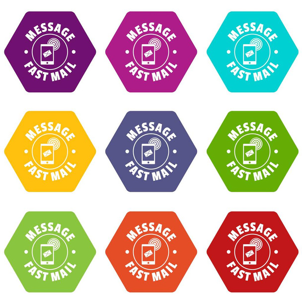 Fast mail icons set 9 vector - Vector, Image