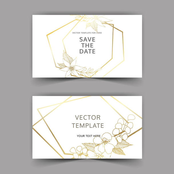 White card crystals vector. Wedding background card floral decorative border. - Vector, Image