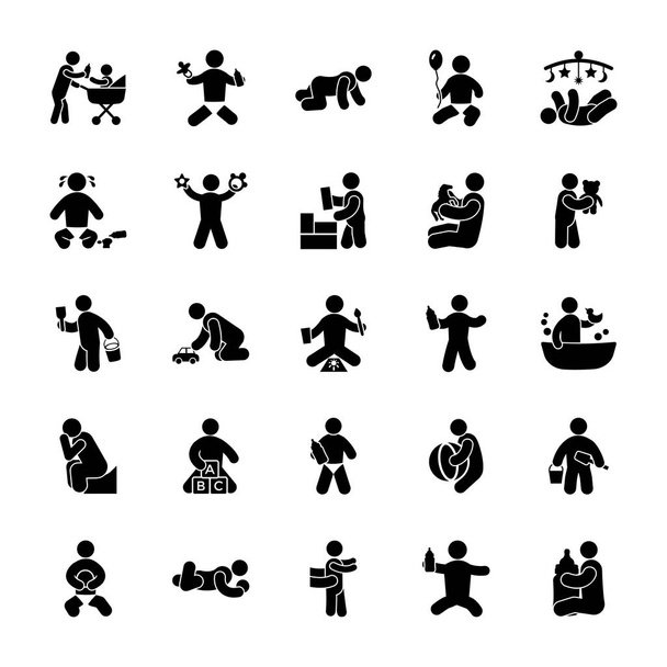 Actividades infantiles Paquete de iconos de glifos
  - Vector, Imagen