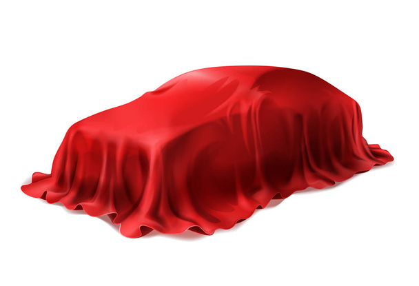 Vector car covered with red silk cloth - ベクター画像