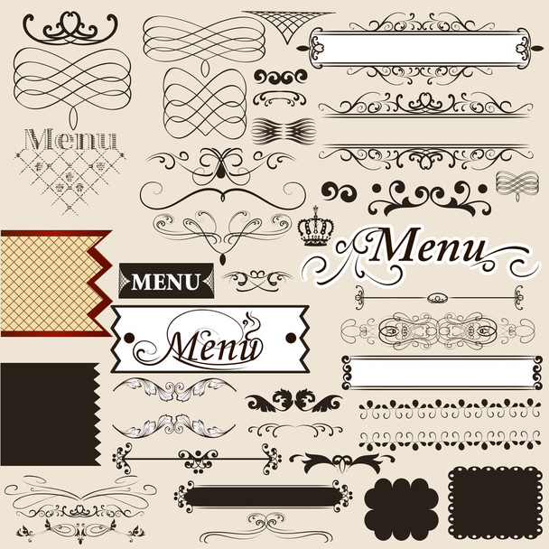 Collection of calligraphic design elements and page decorations - Vettoriali, immagini