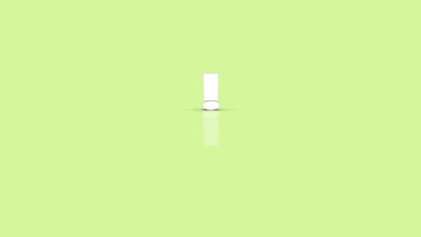 Ausrufezeichen Symbol in minimalistischer weißer Farbe springen in Richtung Kamera isoliert auf einfachem minimalem pastellgrünem Hintergrund - Filmmaterial, Video