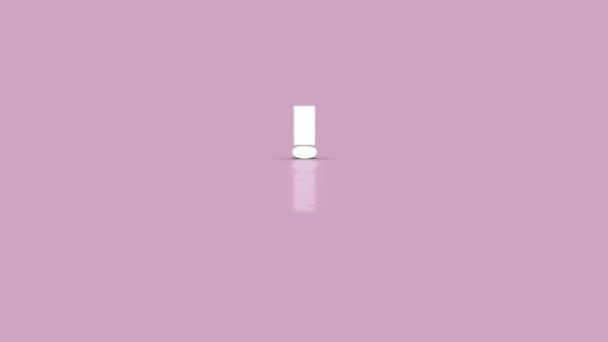 Ausrufezeichen Symbol in minimalistischer weißer Farbe Springen in Richtung Kamera isoliert auf einfachen minimalen pastellvioletten Hintergrund - Filmmaterial, Video