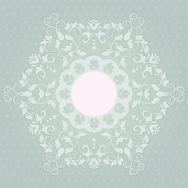 Lace Invitation card with abstract floral background and frame. - Vector, Imagen