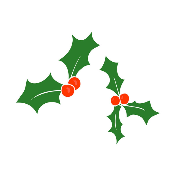 クリスマス ヒイラギのフラット カラー イラスト - ベクター画像