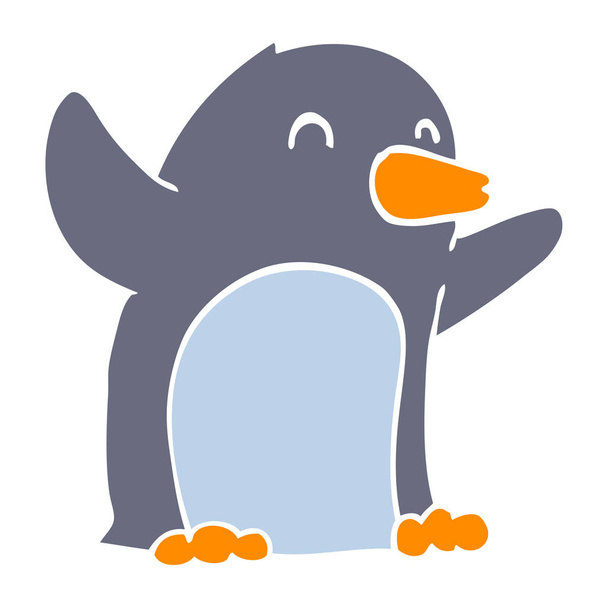 flat color style cartoon excited penguin - Διάνυσμα, εικόνα