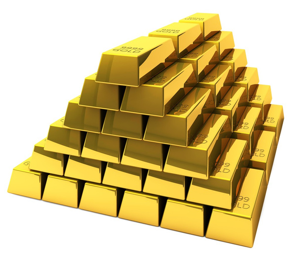 Куча слитков золота
 - Фото, изображение