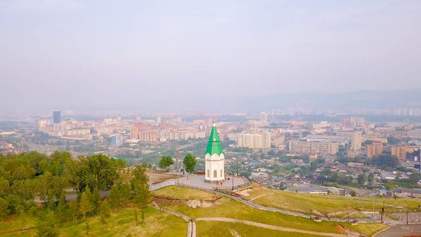 Paraskeva Pyatnitsa Şapel. Krasnoyarsk ve sembolü şehir ana müteşekkil Dron üzerinden   - Fotoğraf, Görsel