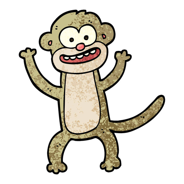 grunge textured illustration cartoon monkey - Vector, Imagen