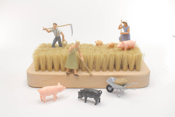 la diversión de la mini figura del trabajo del agricultor
 - Foto, Imagen