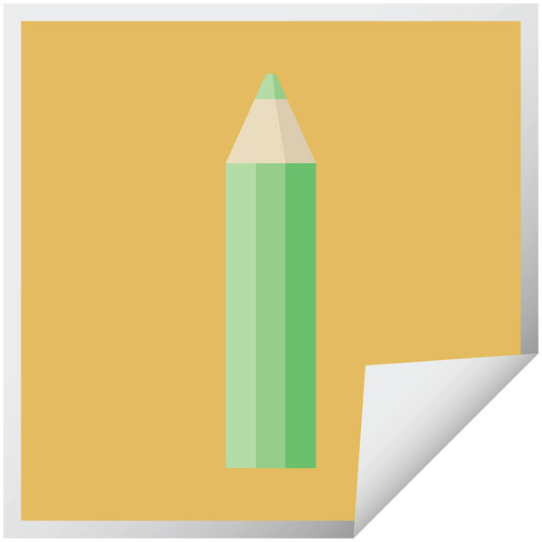 grüne Färbung Bleistift Grafik Vektor Illustration quadratische Aufkleber - Vektor, Bild