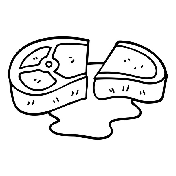 γραμμικό σχέδιο καρτούν καλά μαγειρεμένο κρέας - Διάνυσμα, εικόνα