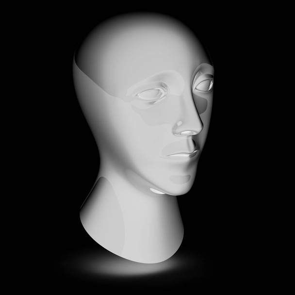 Head in the black background. 3D Illustration. - Photo, image