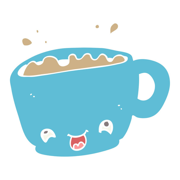 flat color style cartoon cup of coffee - Vector, Image