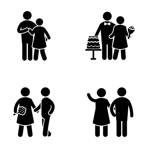 Set de iconos de glifos románticos para parejas
  - Vector, imagen