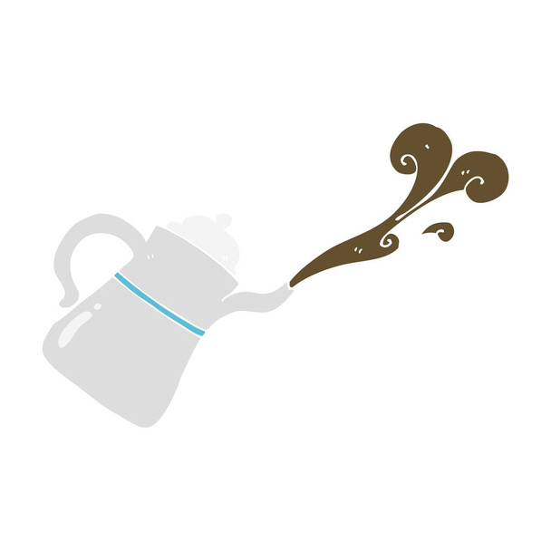 flat color illustration of coffee pot pouring - Vettoriali, immagini