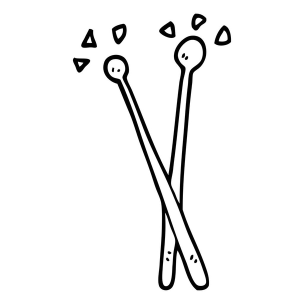 line drawing cartoon drum sticks - Vector, afbeelding