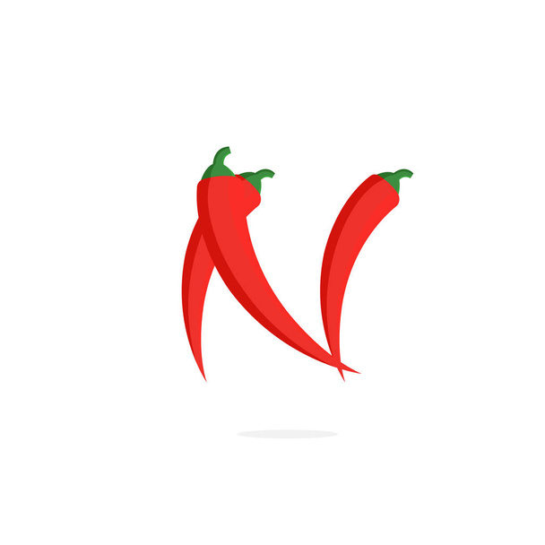 Современный векторный перец (Letter N. N Red Chili Pepper Letter)
 - Вектор,изображение