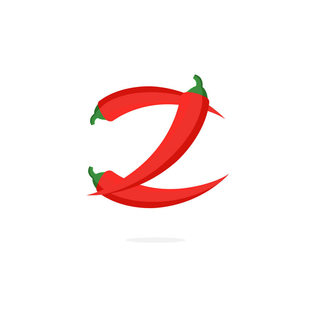 Modern Vector Pepper Logo Carta Z. Português Z Red Chili Pimenta Carta Design Vector
 - Vetor, Imagem
